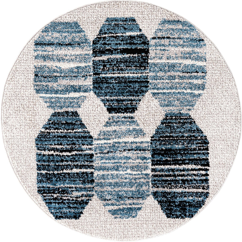 Mediterranea Elegance Collection Area Rug -  Delos Round Blue  lifestyle 11