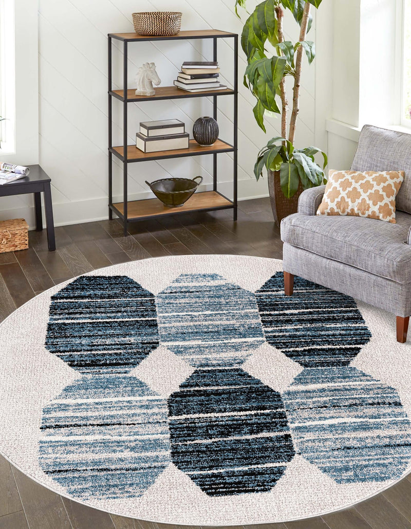 Mediterranea Elegance Collection Area Rug -  Delos Round Blue  lifestyle 14