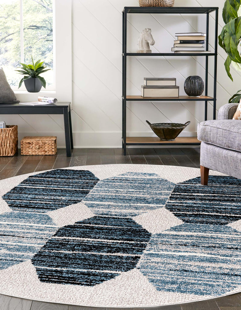 Mediterranea Elegance Collection Area Rug -  Delos Round Blue  lifestyle 17