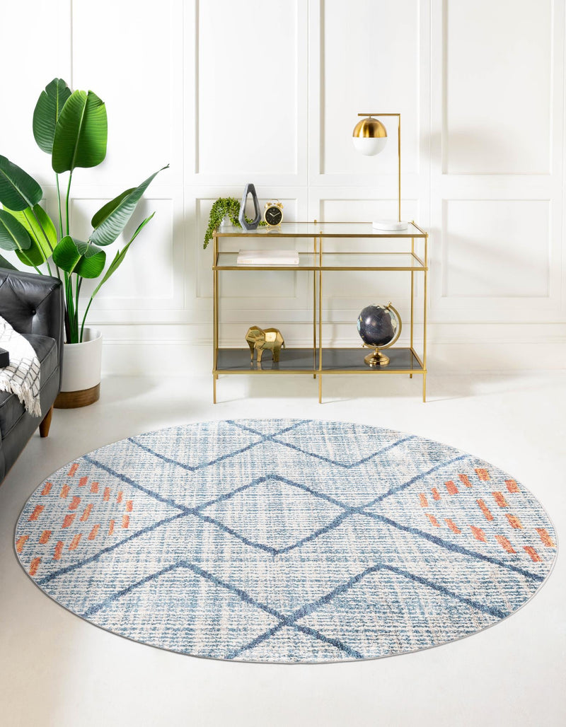 Mediterranea Elegance Collection Area Rug -  Taormina Round Blue  lifestyle 31