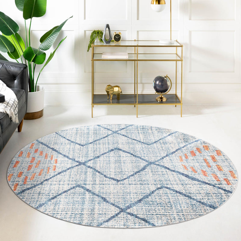 Mediterranea Elegance Collection Area Rug -  Taormina Round Blue  lifestyle 85