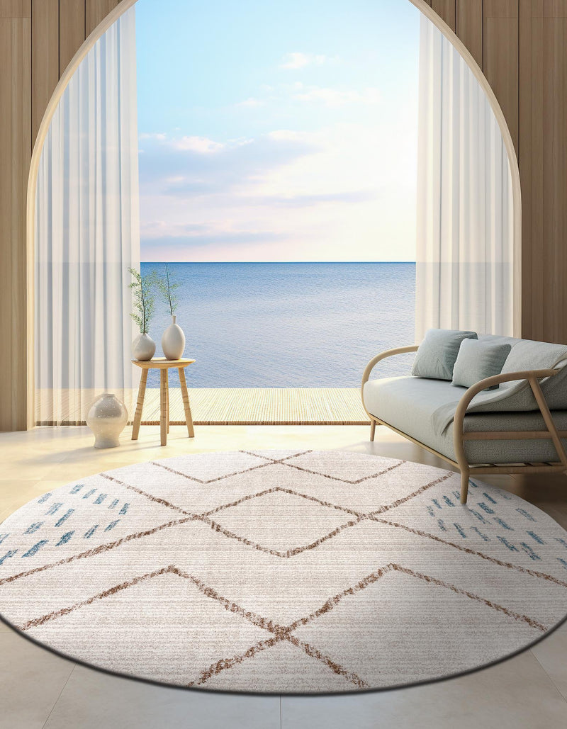 Mediterranea Elegance Collection Area Rug -  Taormina Round Ivory  lifestyle 42