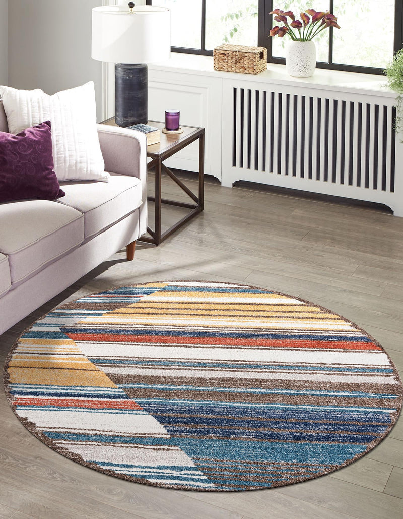 Mediterranea Elegance Collection Area Rug -  Corfu Round Multi  lifestyle 23