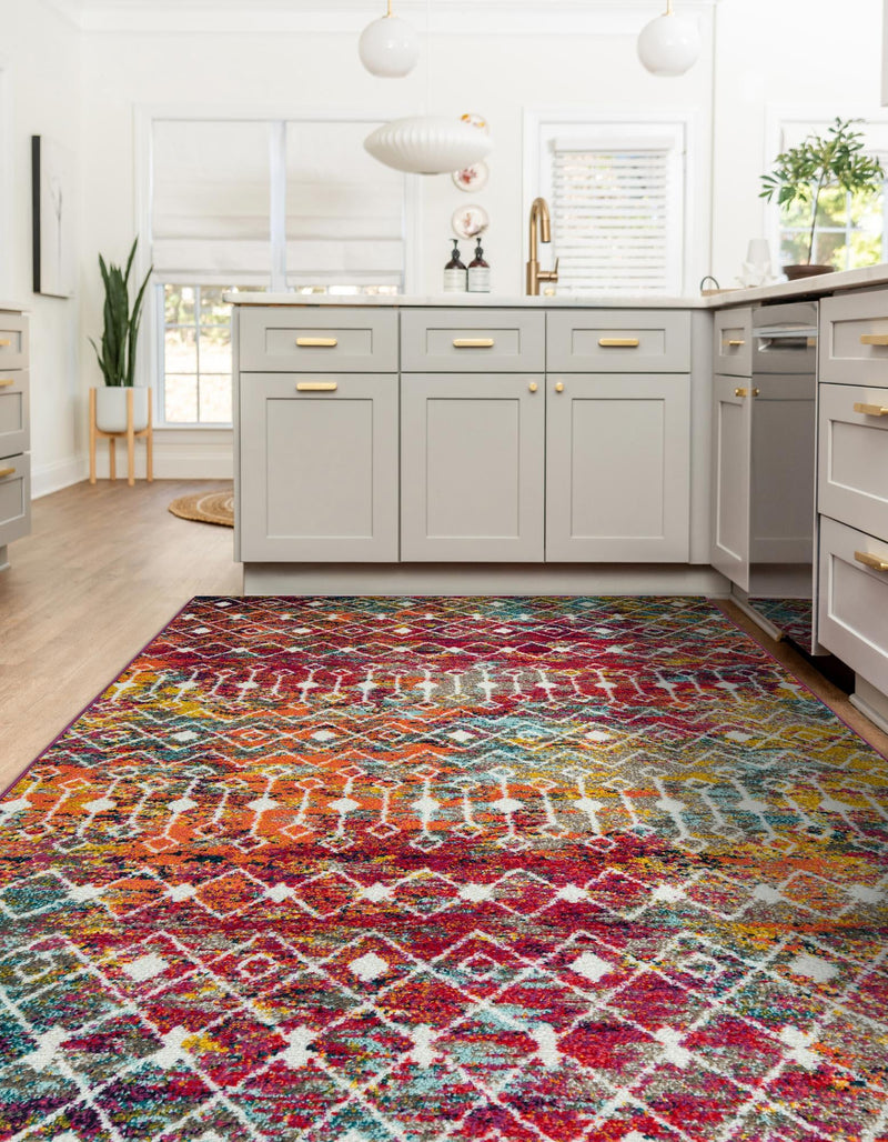 Mediterranean Lattice Collection Area Rug - Santorini (Multi) Rectangle Multi  lifestyle 5