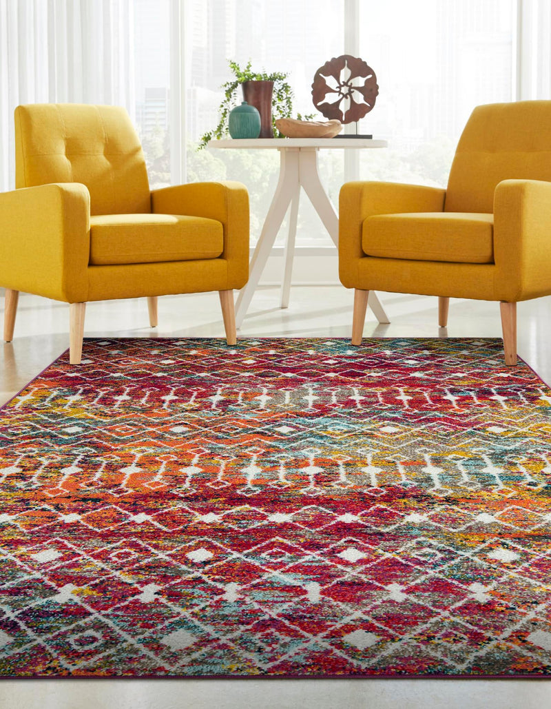 Mediterranean Lattice Collection Area Rug - Santorini (Multi) Rectangle Multi  lifestyle 10