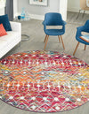 Mediterranean Lattice Collection Area Rug - Santorini (Multi) Round Multi  lifestyle 44