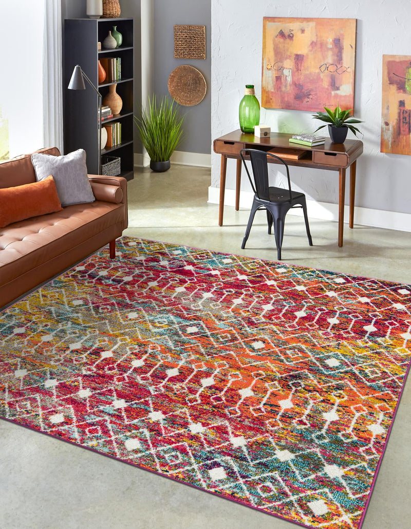 Mediterranean Lattice Collection Area Rug - Santorini (Multi) Square Multi  lifestyle 0