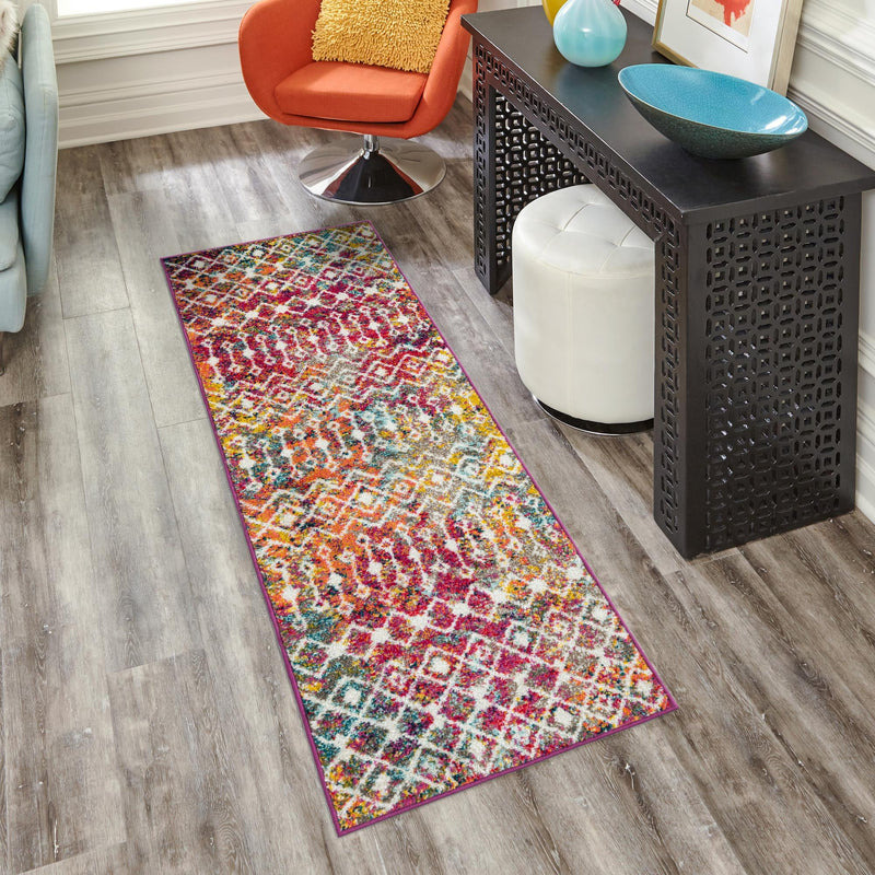 Mediterranean Lattice Collection Area Rug - Santorini (Multi) Runner Multi  lifestyle 22