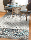 Mediterranean Lattice Collection Area Rug -  Casablanca (Ivory Gray Blue) Rectangle Ivory Gray Blue  lifestyle 10