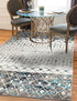 Mediterranean Lattice Collection Area Rug -  Casablanca (Ivory Gray Blue)