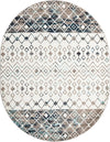 Mediterranean Lattice Collection Area Rug -  Casablanca (Ivory Gray Blue) Oval Ivory Gray Blue Main