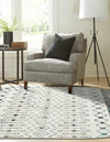 Mediterranean Lattice Collection Area Rug -  Casablanca (Ivory Gray Blue) Oval Ivory Gray Blue  lifestyle 2