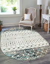 Mediterranean Lattice Collection Area Rug -  Casablanca (Ivory Gray Blue) Oval Ivory Gray Blue  lifestyle 4