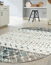 Mediterranean Lattice Collection Area Rug -  Casablanca (Ivory Gray Blue) Oval Ivory Gray Blue  lifestyle 9