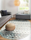 Mediterranean Lattice Collection Area Rug -  Casablanca (Ivory Gray Blue) Oval Ivory Gray Blue  lifestyle 10