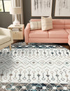 Mediterranean Lattice Collection Area Rug -  Casablanca (Ivory Gray Blue) Round Ivory Gray Blue  lifestyle 37