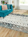 Mediterranean Lattice Collection Area Rug -  Casablanca (Ivory Gray Blue) Square Ivory Gray Blue  lifestyle 2