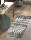 Mediterranean Lattice Collection Area Rug -  Casablanca (Ivory Gray Blue) Runner Ivory Gray Blue  lifestyle 4