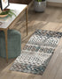 Mediterranean Lattice Collection Area Rug -  Casablanca (Ivory Gray Blue)