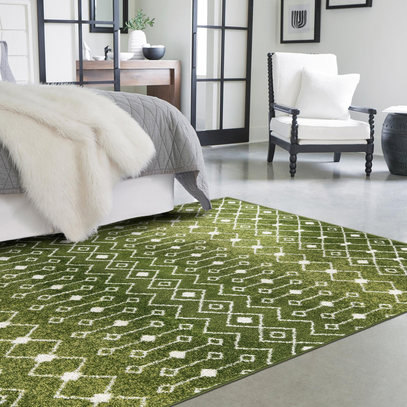 Mediterranean Lattice Collection Area Rug - Santorini (Green) Rectangle Green  lifestyle 25