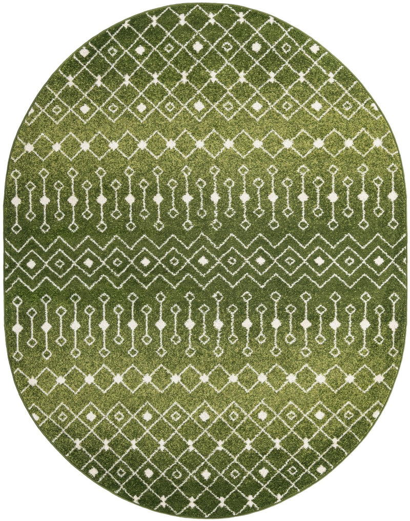 Mediterranean Lattice Collection Area Rug - Santorini (Green) Oval Green Main