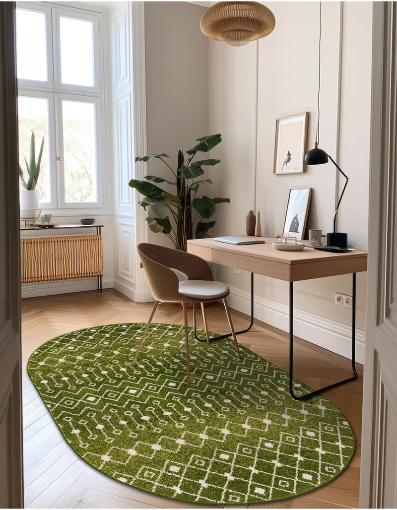 Mediterranean Lattice Collection Area Rug - Santorini (Green) Oval Green  lifestyle 40