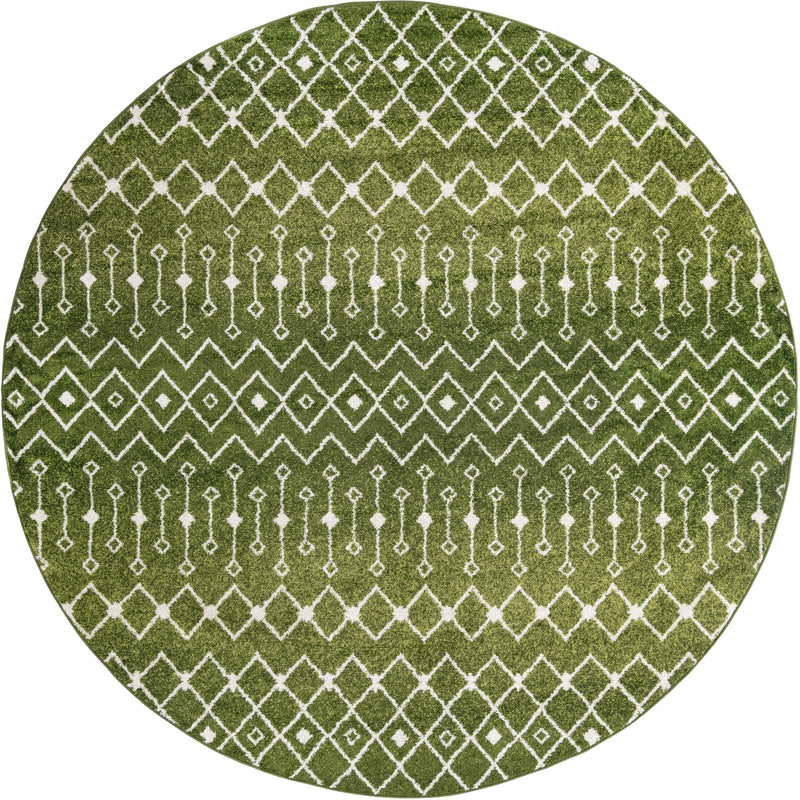 Mediterranean Lattice Collection Area Rug - Santorini (Green) Round Green Main