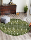 Mediterranean Lattice Collection Area Rug - Santorini (Green) Round Green  lifestyle 0