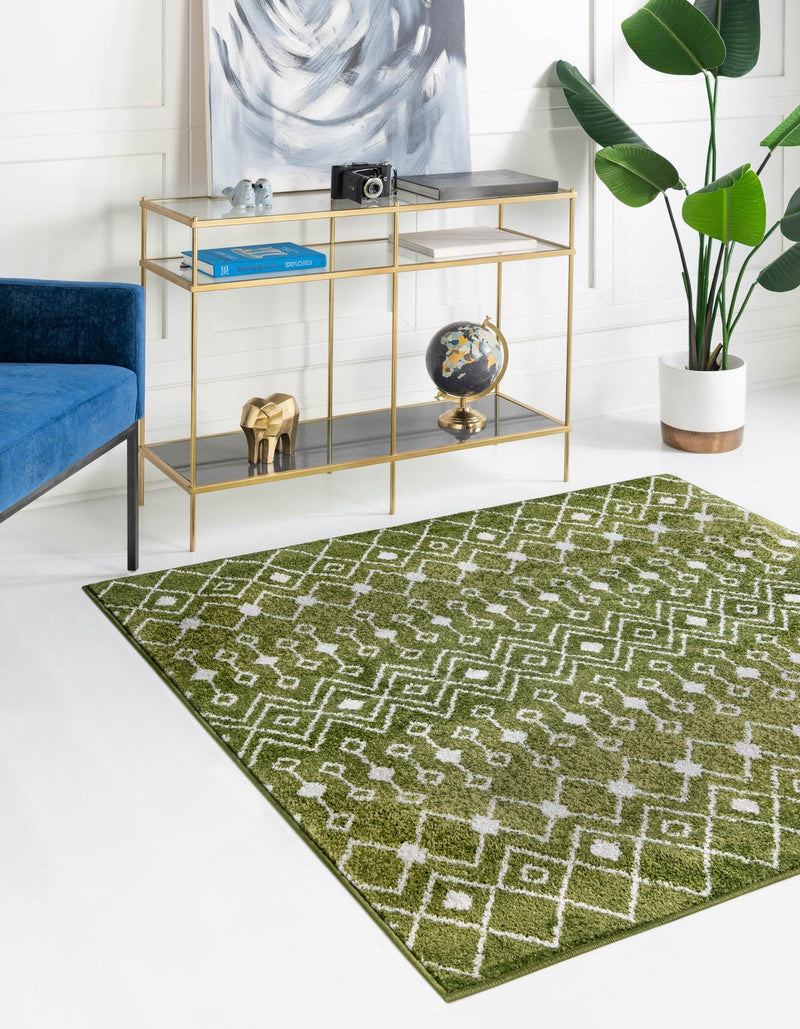 Mediterranean Lattice Collection Area Rug - Santorini (Green) Square Green  lifestyle 2