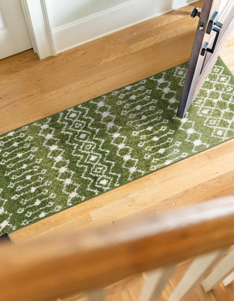 Mediterranean Lattice Collection Area Rug - Santorini (Green) Runner Green  lifestyle 5