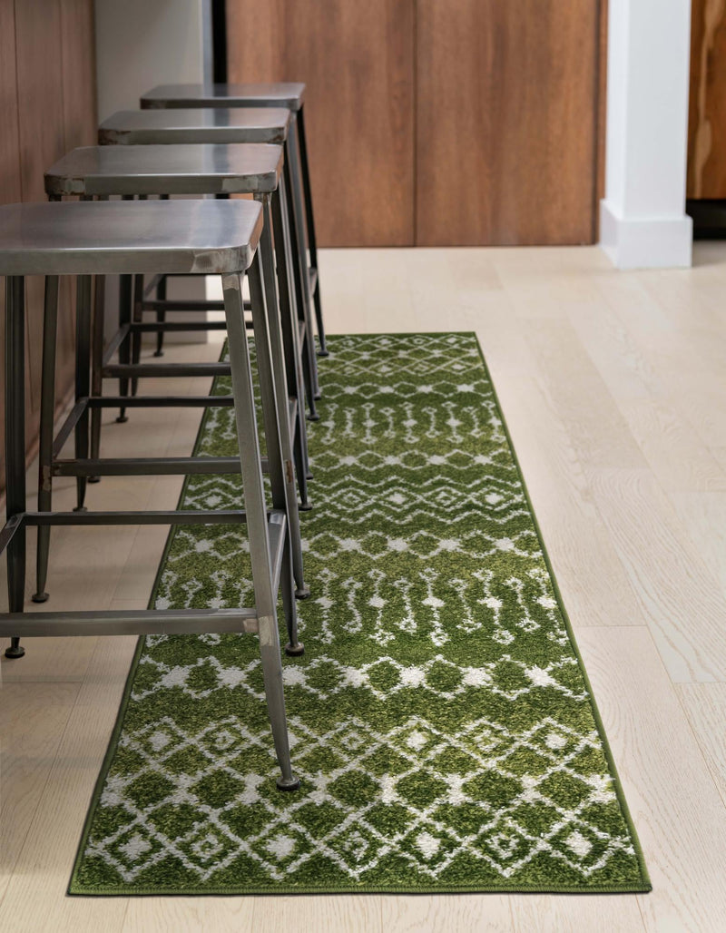 Mediterranean Lattice Collection Area Rug - Santorini (Green) Runner Green  lifestyle 7