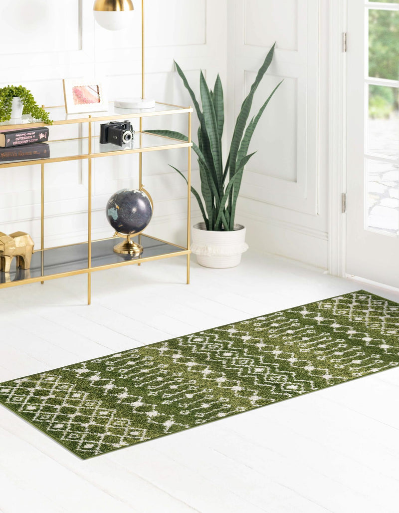 Mediterranean Lattice Collection Area Rug - Santorini (Green) Runner Green  lifestyle 10