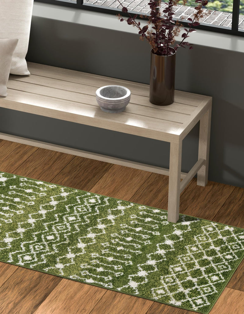 Mediterranean Lattice Collection Area Rug - Santorini (Green) Runner Green  lifestyle 12