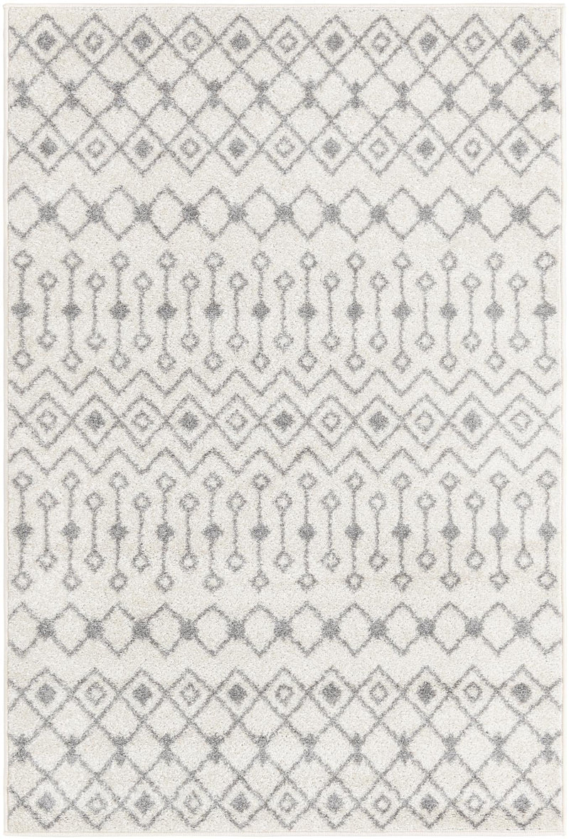 Mediterranean Lattice Collection Area Rug - Santorini (Ivory and Gray) Rectangle Ivory and Gray Main