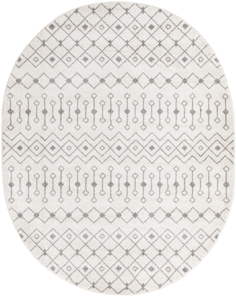 Mediterranean Lattice Collection Area Rug - Santorini (Ivory and Gray) Oval Ivory and Gray Main