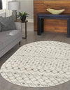 Mediterranean Lattice Collection Area Rug - Santorini (Ivory and Gray) Oval Ivory and Gray  lifestyle 31