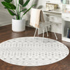 Mediterranean Lattice Collection Area Rug - Santorini (Ivory and Gray) Round Ivory and Gray  lifestyle 12