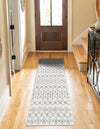 Mediterranean Lattice Collection Area Rug - Santorini (Ivory and Gray) Runner Ivory and Gray  lifestyle 11