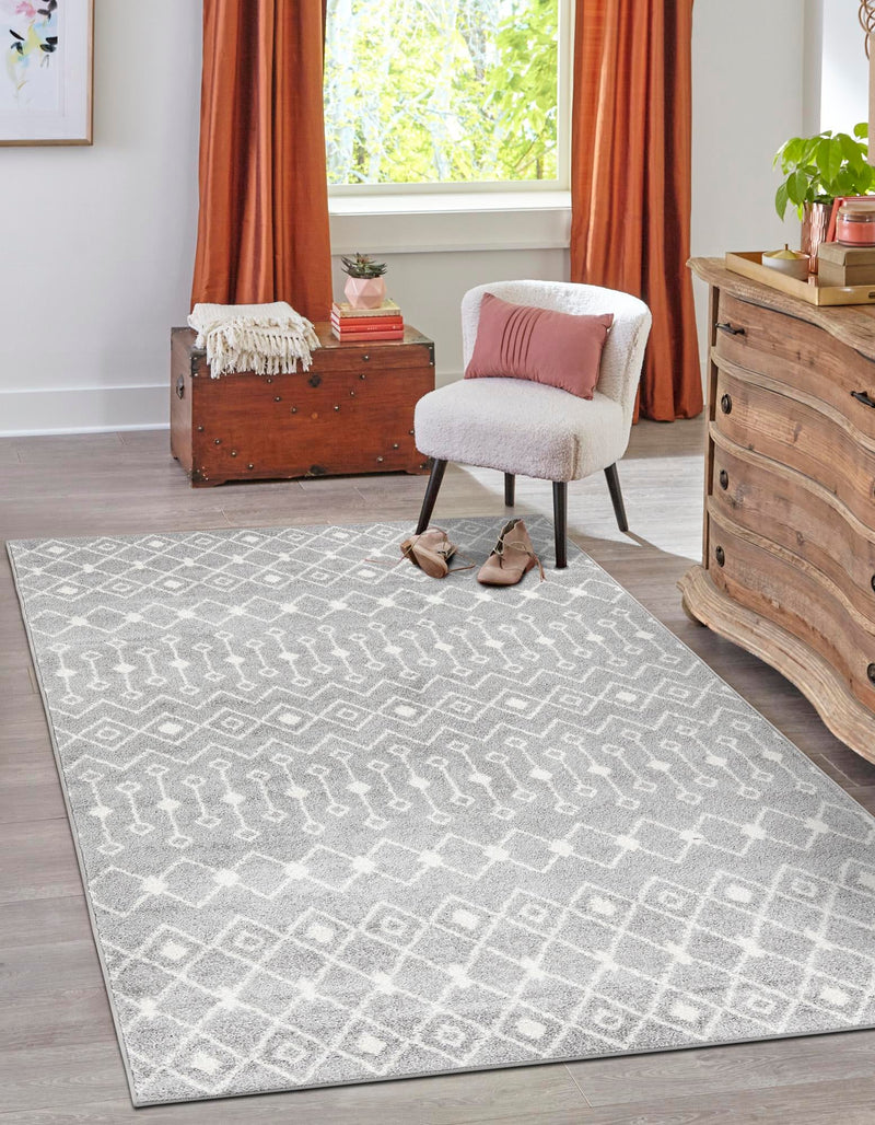 Mediterranean Lattice Collection Area Rug - Santorini (Gray) Rectangle Gray  lifestyle 0