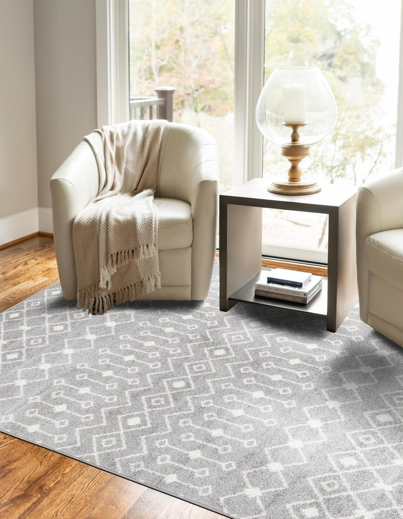 Mediterranean Lattice Collection Area Rug - Santorini (Gray) Rectangle Gray  lifestyle 7