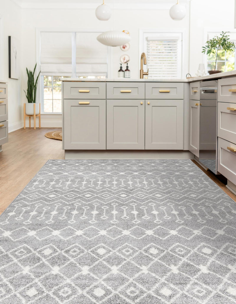 Mediterranean Lattice Collection Area Rug - Santorini (Gray) Rectangle Gray  lifestyle 11