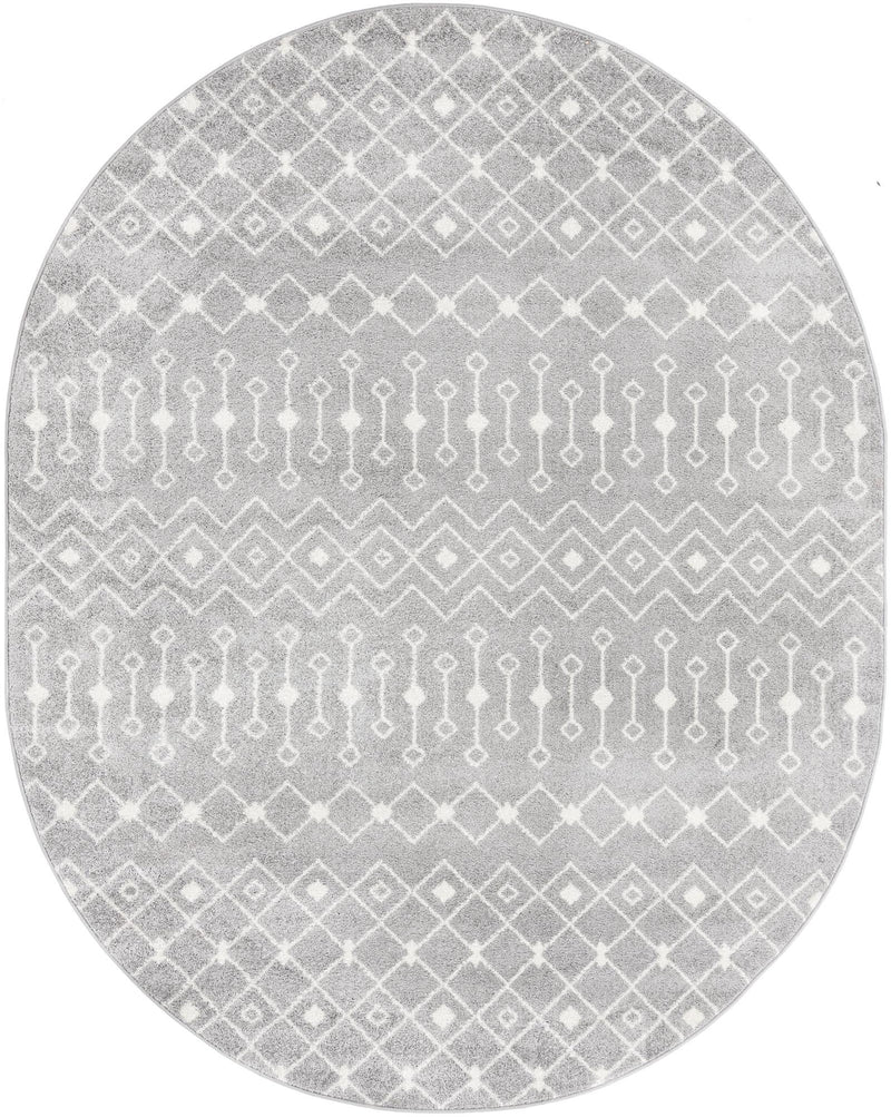 Mediterranean Lattice Collection Area Rug - Santorini (Gray) Oval Gray Main