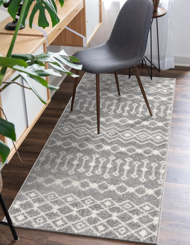 Mediterranean Lattice Collection Area Rug - Santorini (Gray) Runner Gray  lifestyle 8