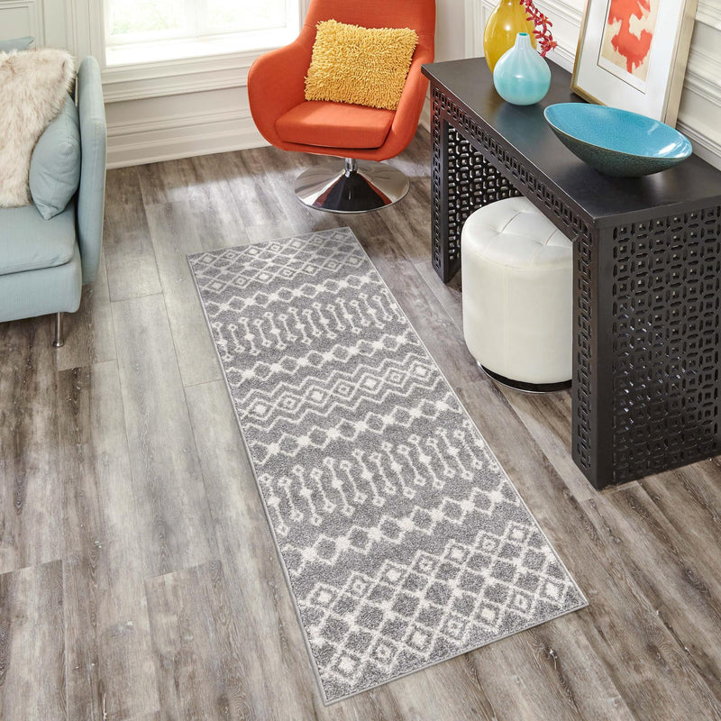 Mediterranean Lattice Collection Area Rug - Santorini (Gray) Runner Gray  lifestyle 22