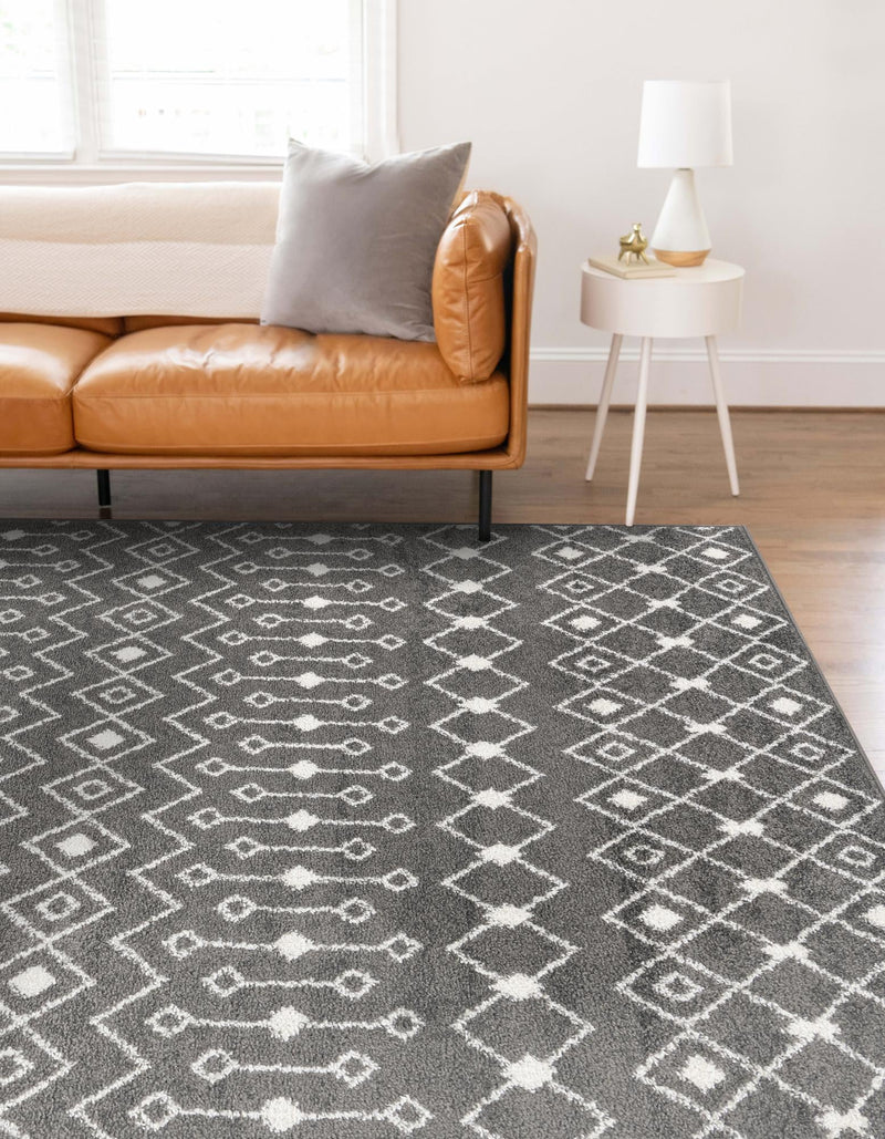 Mediterranean Lattice Collection Area Rug - Santorini (Dark Gray) Rectangle Dark Gray  lifestyle 7