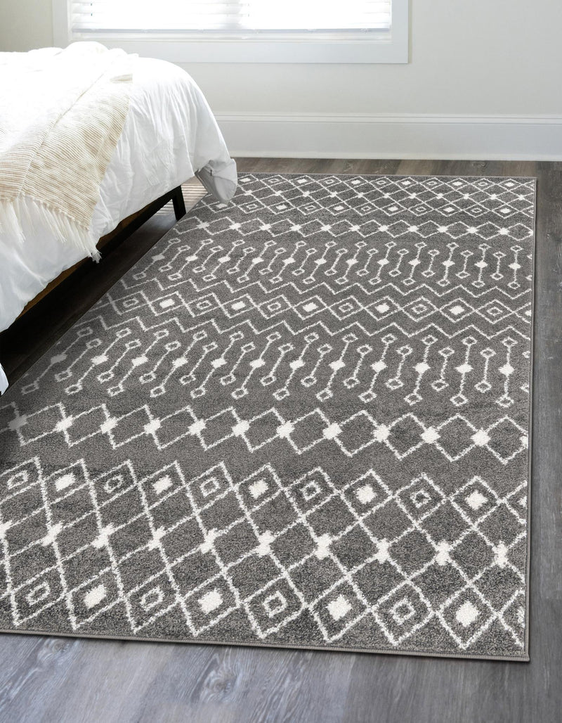 Mediterranean Lattice Collection Area Rug - Santorini (Dark Gray) Rectangle Dark Gray  lifestyle 11