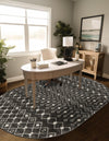 Mediterranean Lattice Collection Area Rug - Santorini (Dark Gray) Oval Dark Gray  lifestyle 29