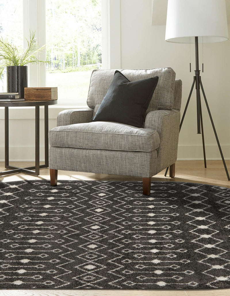 Mediterranean Lattice Collection Area Rug - Santorini (Dark Gray) Oval Dark Gray  lifestyle 41