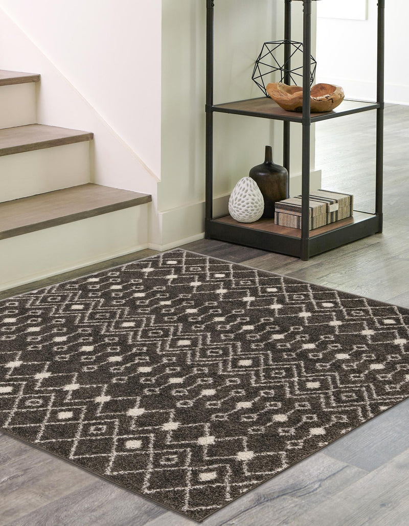 Mediterranean Lattice Collection Area Rug - Santorini (Dark Gray) Square Dark Gray  lifestyle 2