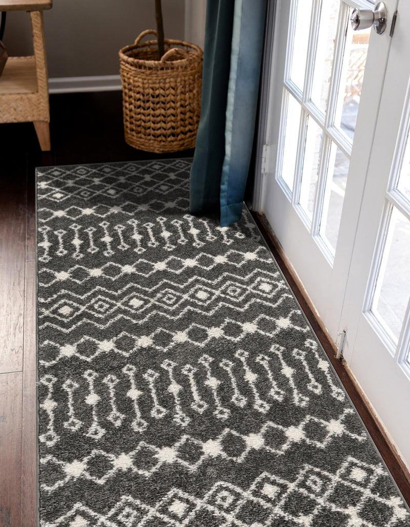 Mediterranean Lattice Collection Area Rug - Santorini (Dark Gray) Runner Dark Gray  lifestyle 5